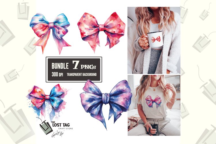 watercolor ribbon bow clipart bundle png sublimation