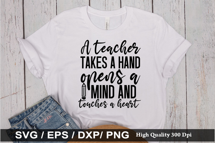 A teacher takes a hand opens a SVG - Teacher Design