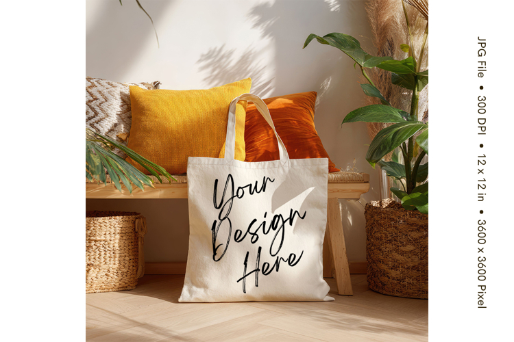 Canvas Tote Bag Mockup Shopping Bag White Natural Blank_65