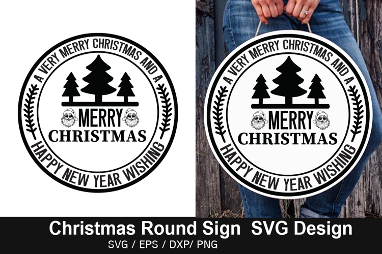 A very merry christmas SVG - Christmas Round Sign Design