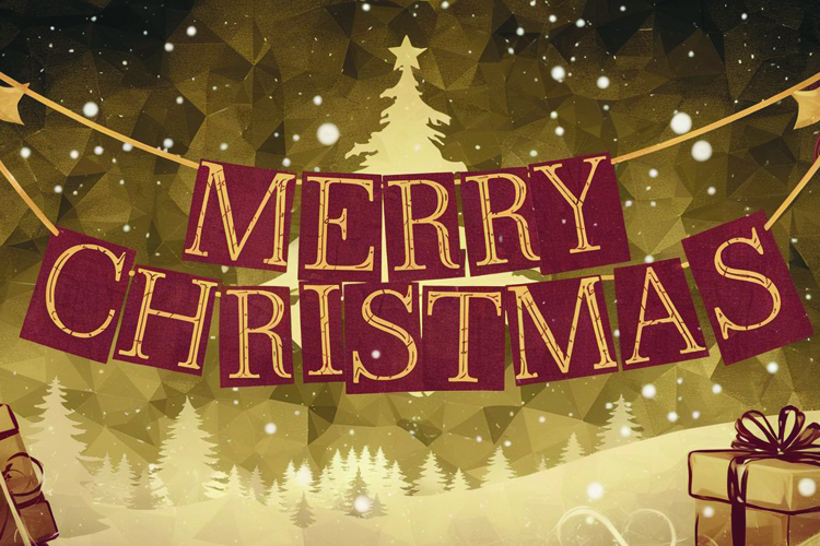 Merry Christmas greeting with vintage typography