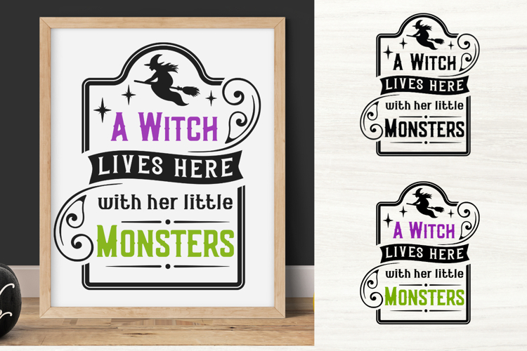 A Witch Lives here Farmhouse Sign