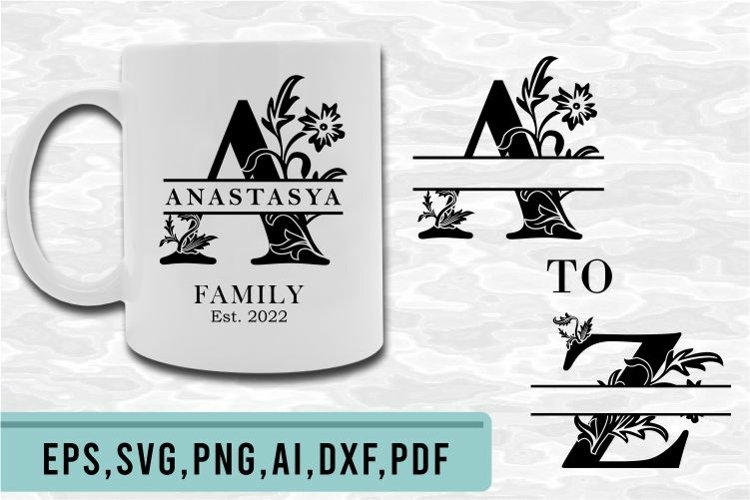 Floral Split Monogram Svg Image 9