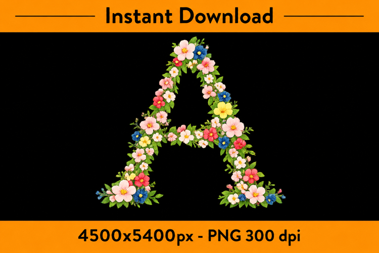 A-Z Floral Alphabet PNG Design Flower Letter Designs
