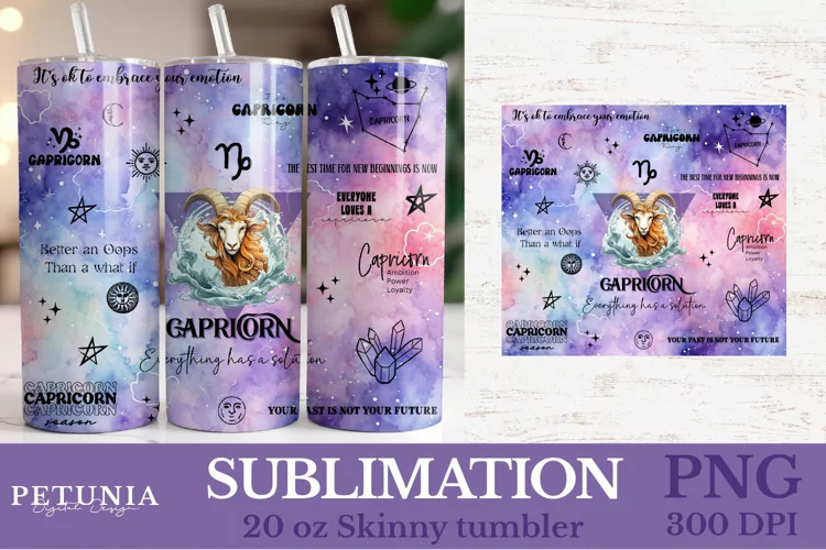 Capricorn Zodiac Tumbler Wrap | Zodiac Sign PNG