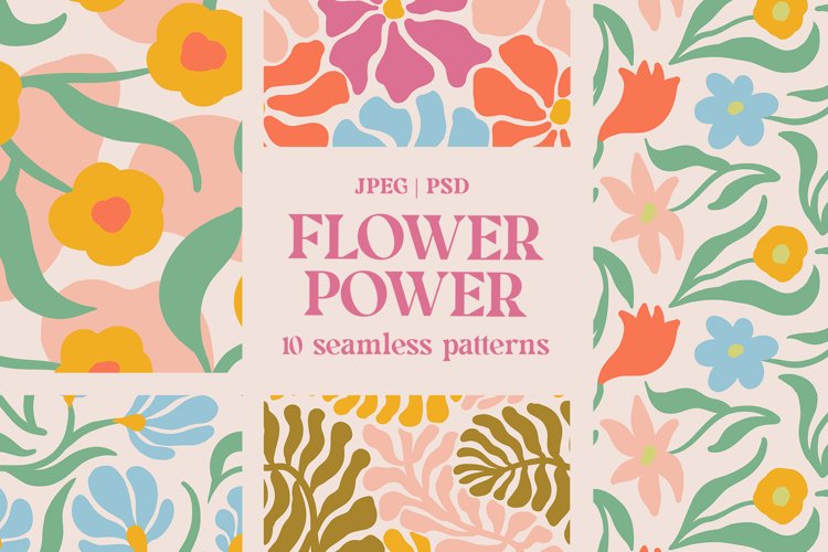 Flower Power. Seamless patterns example image 1