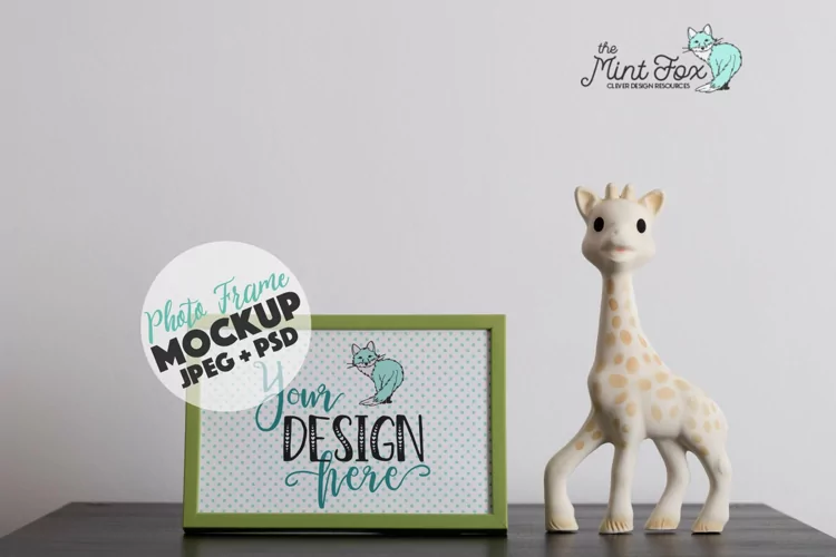 Children Photo Frame Mockup with Giraffe