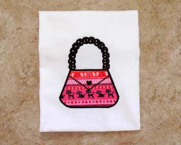 Purse with Beaded Handle Applique Embroidery Design