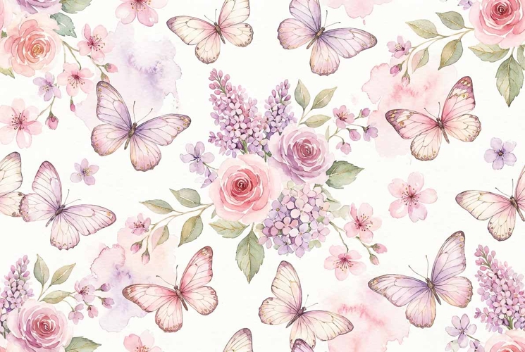 Watercolor seamless repeat pattern Mothers Day
