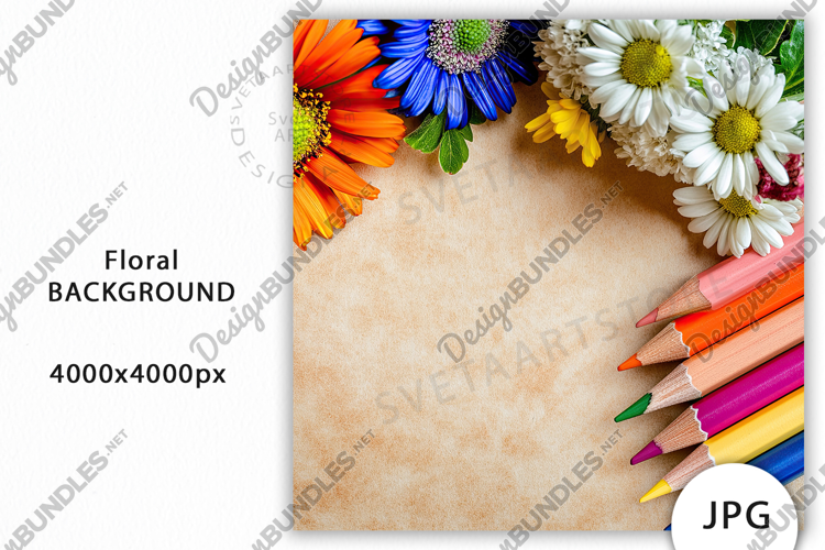 Colorful Pencils Background, Mockup JPG