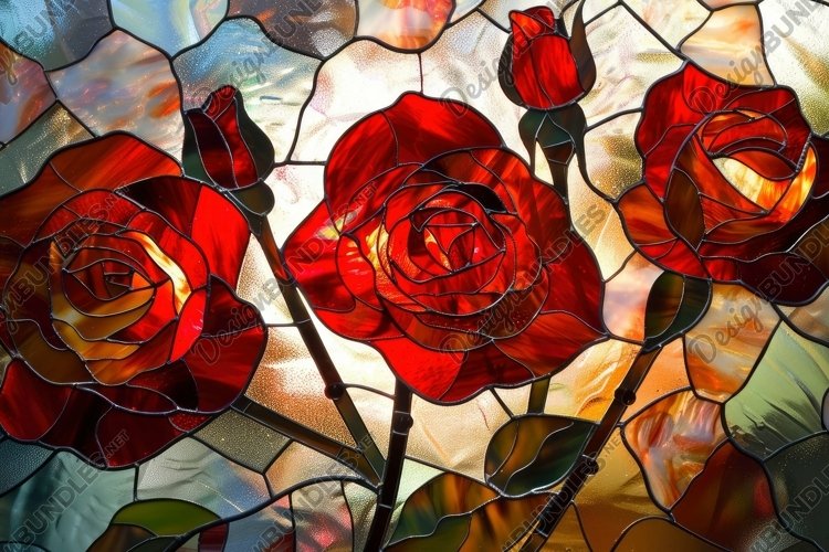 Stained Glass Rose Background Wallpaper