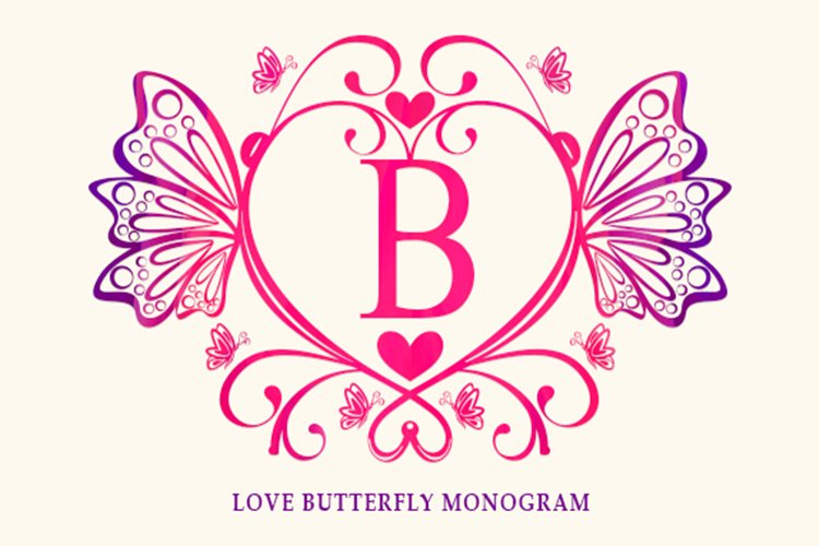 Love Butterfly Monogram example image 1