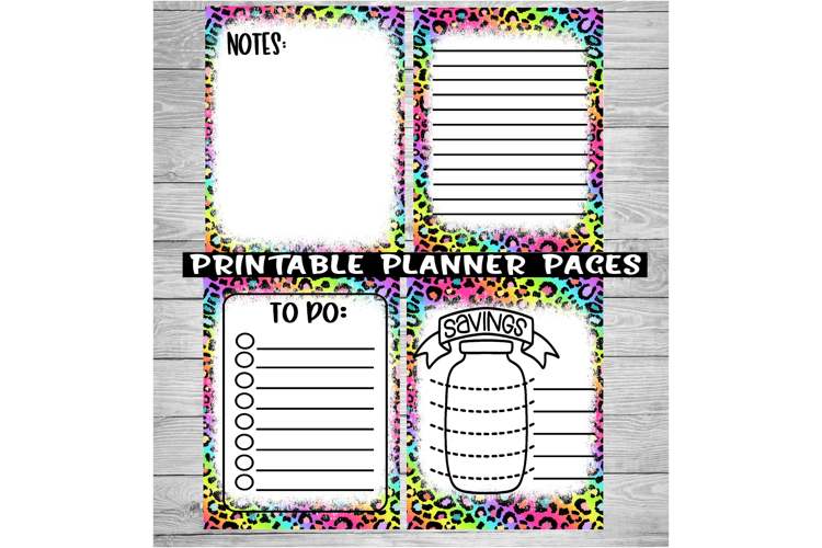 Colorful bundle png planner pages 4 designs savings to do