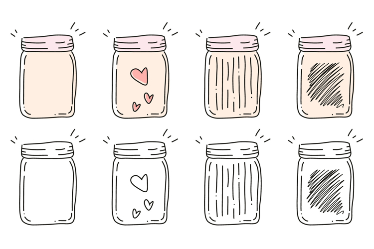 Hand Drawn Doodle Jar Set
