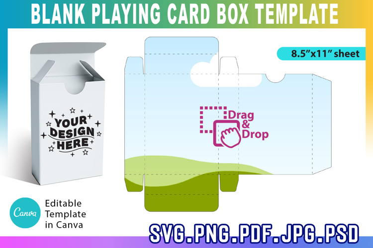 Blank Playing Card Box Template Svg, Poker Card Box Template