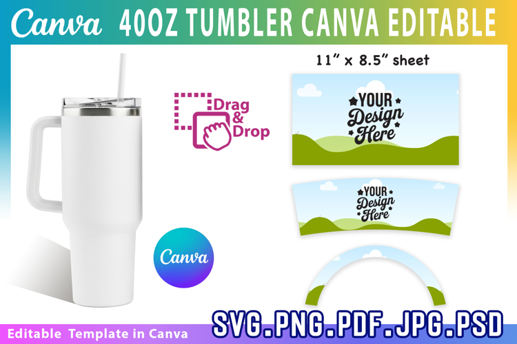 40oz Tumbler Canva Editable Template, 40 Oz Tumbler Sublimat