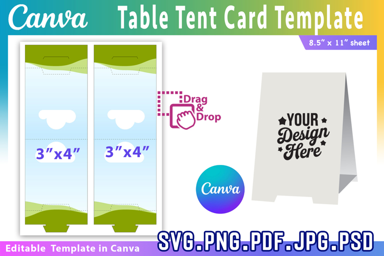 Table Tent Card Template, Food Label Card, Place Card, Print