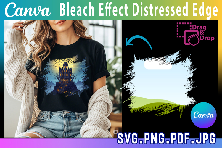 Bleach effect distressed Edge Canva Frames Drag & Drop Photo