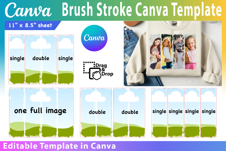 Editable Brush stroke Canva Frame Template, Canva Frame