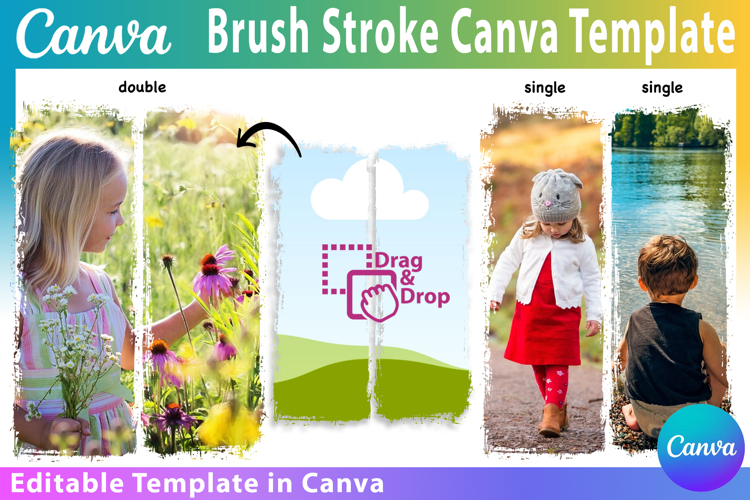 Brush stroke Canva Frame Template, Canva Editable Frames