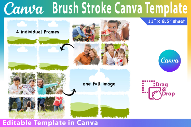 Editable Brush stroke Canva Frame Template, Canva Frame