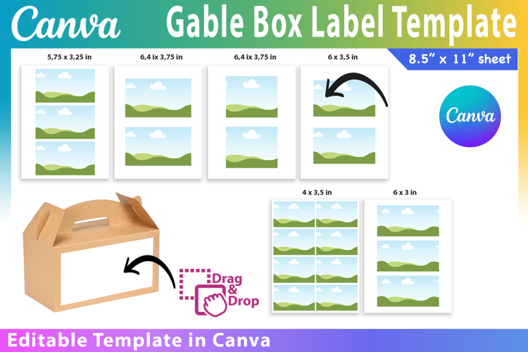 Gable Box Label Template Bundle Canva front label designs