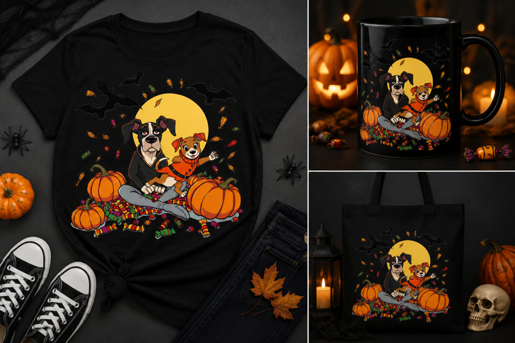 Halloween Dogs PNG | Cute Puppy Pumpkin & Candy Spooky Desig