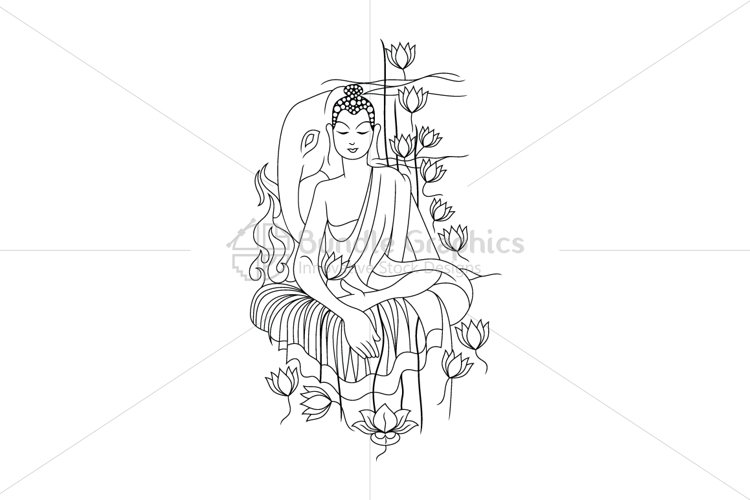 Lord Buddha - Linear Artwork example image 1