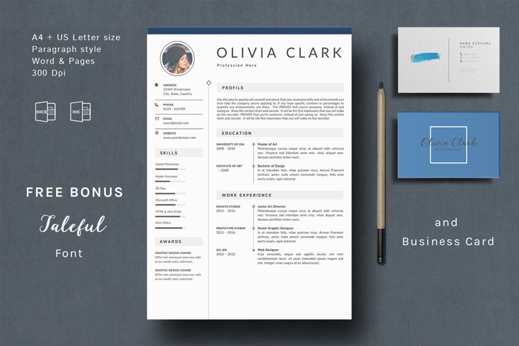 Creative Resume Template CV BONUS FONT & BUSINESS CARD example image 1