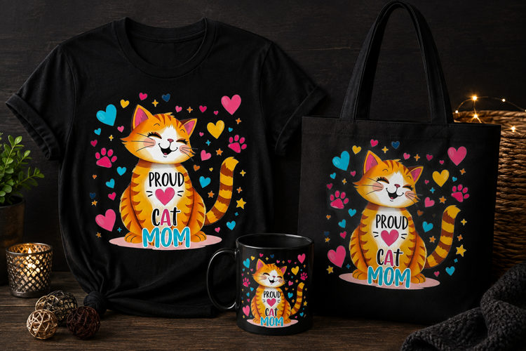 Proud Cat Mom PNG, Cute Orange Cat Lover Design