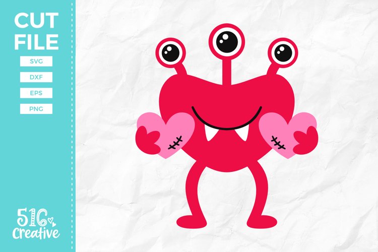 Valentine Monster SVG DXF EPS PNG example image 1