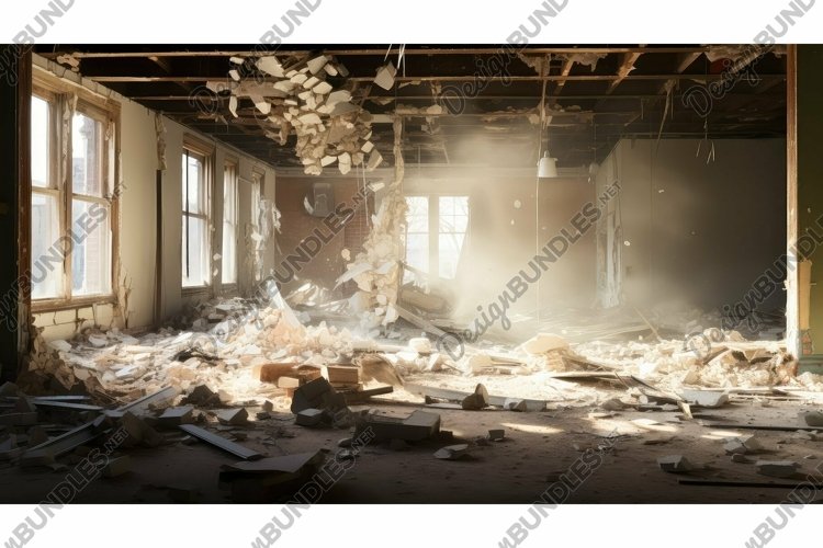 debris blurred demolition interior example image 1