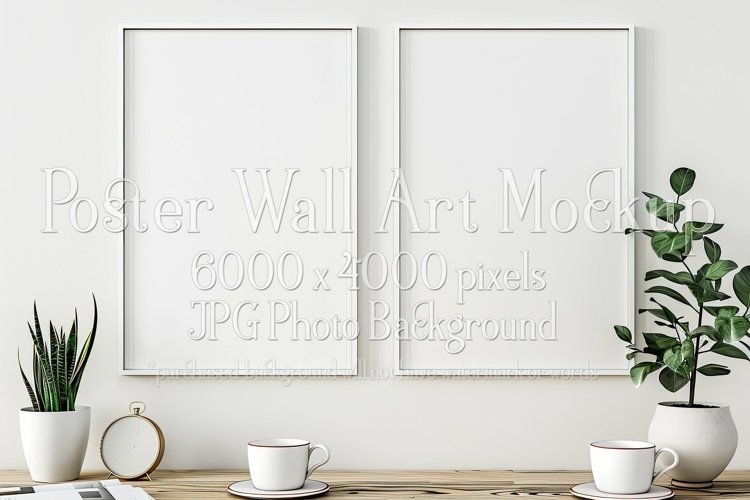 Poster Mockup, Modern 2 Frame Wall Art Mockup Photograph 28