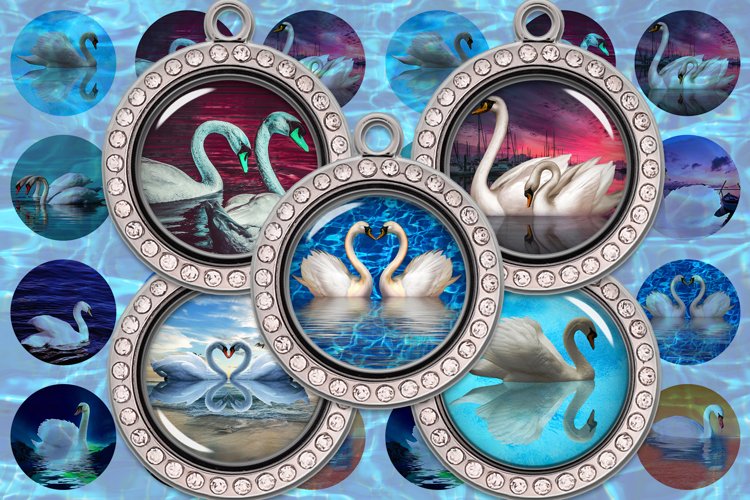 Swan Digital Collage Sheet,Swan Images,White Swan,Black Swan example image 1