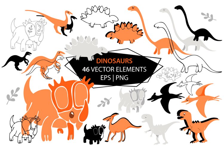 Dinosaur / Vector elements / EPS / PNG example image 1