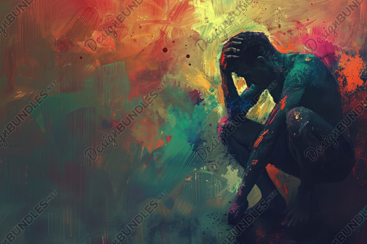 Sad Man Painting Background Wallpaper