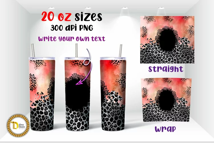 20 0z skinny Tumbler Vintage leopard with Empty frame