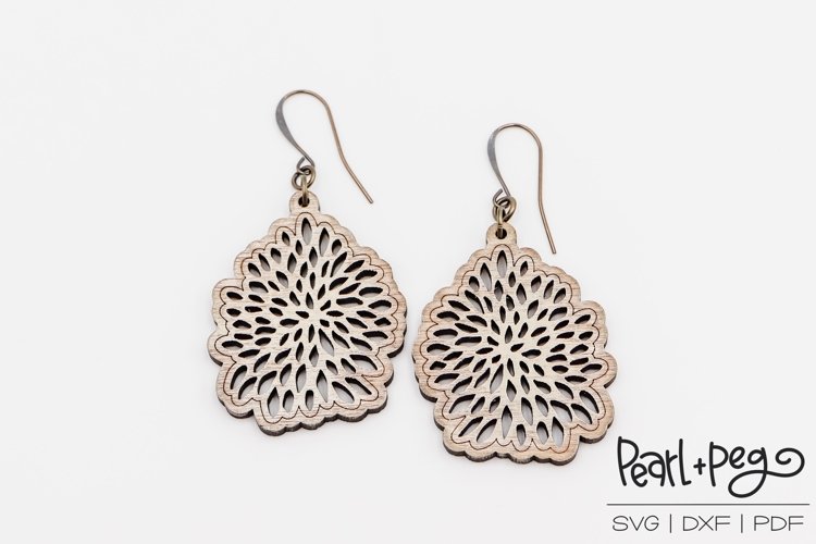 Cutout Flower Shape Laser Engraved Earring Download example image 1