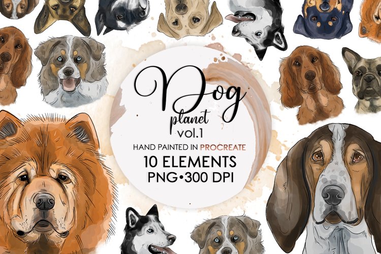 Dog Drawing, Dog Clipart, Dog Png, Sublimation Bundle, Dogs example image 1