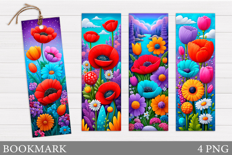 Floral Bookmark Design. Flowers Bookmark Sublimation