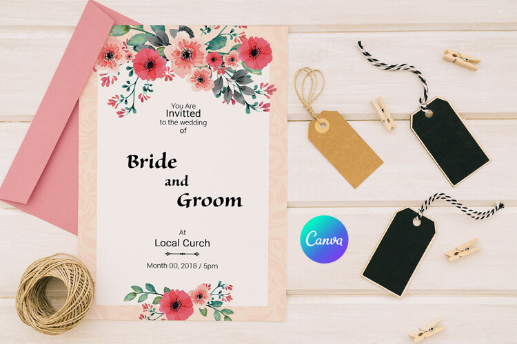 Floral Wedding Invitation Template example image 1