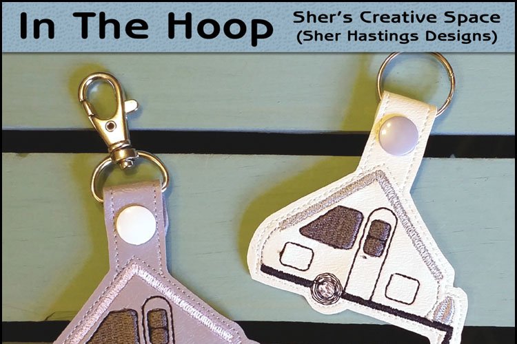 ITH A Frame Key Fob - Embroidery Design example image 1