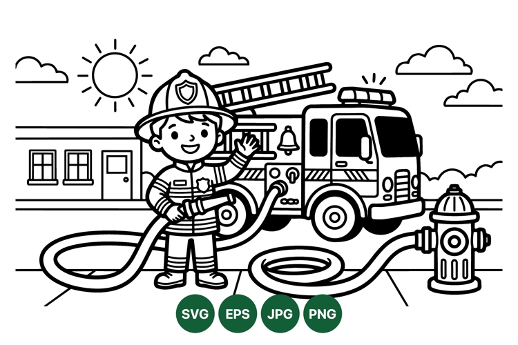 Hand Drawn Firefighter Vector Clipart Design