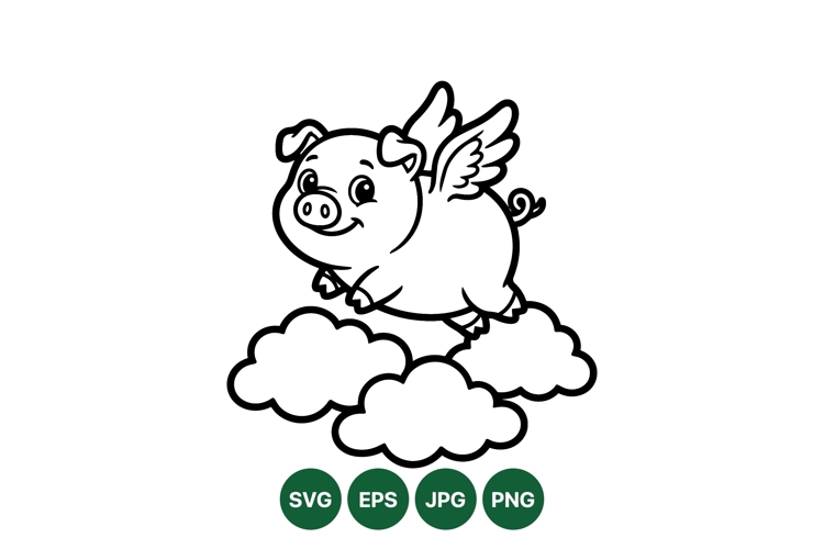 Cute Flying Pig Cartoon Vector Illustration Design