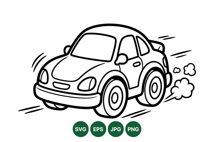 Hand Drawn Cartoon Car Outline Svg Design
