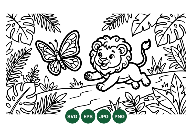 Hand Drawn Jungle Animals Clipart For Kids Coloring