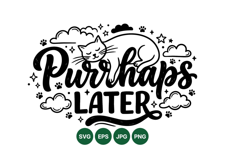 Hand Drawn Cute Cat Typography Graphic