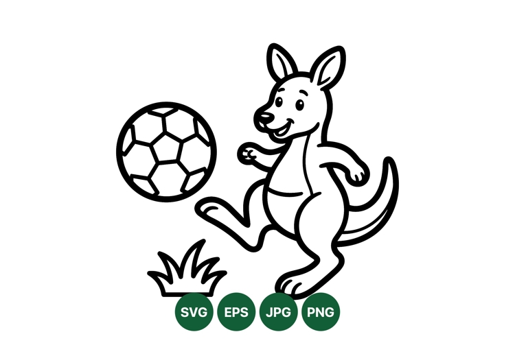 Cute Kangaroo Playing Soccer Vector Illustration