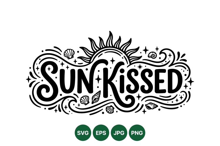 Hand Lettered Sunkissed Summer Beach Typography Design