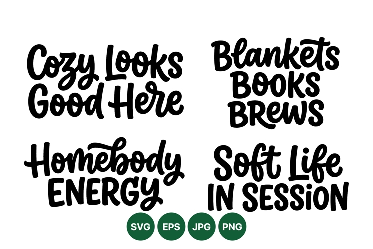 Hand Lettered Cozy Home Quotes Typography Design